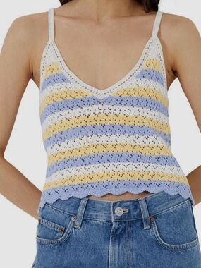 French Connection Crochet Striped Tank